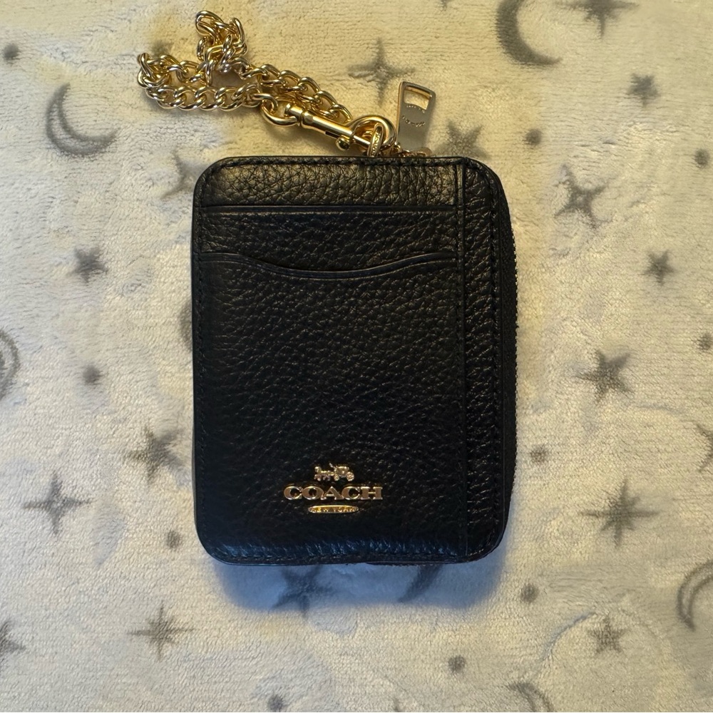 Coach Black Leather Zip Card Case